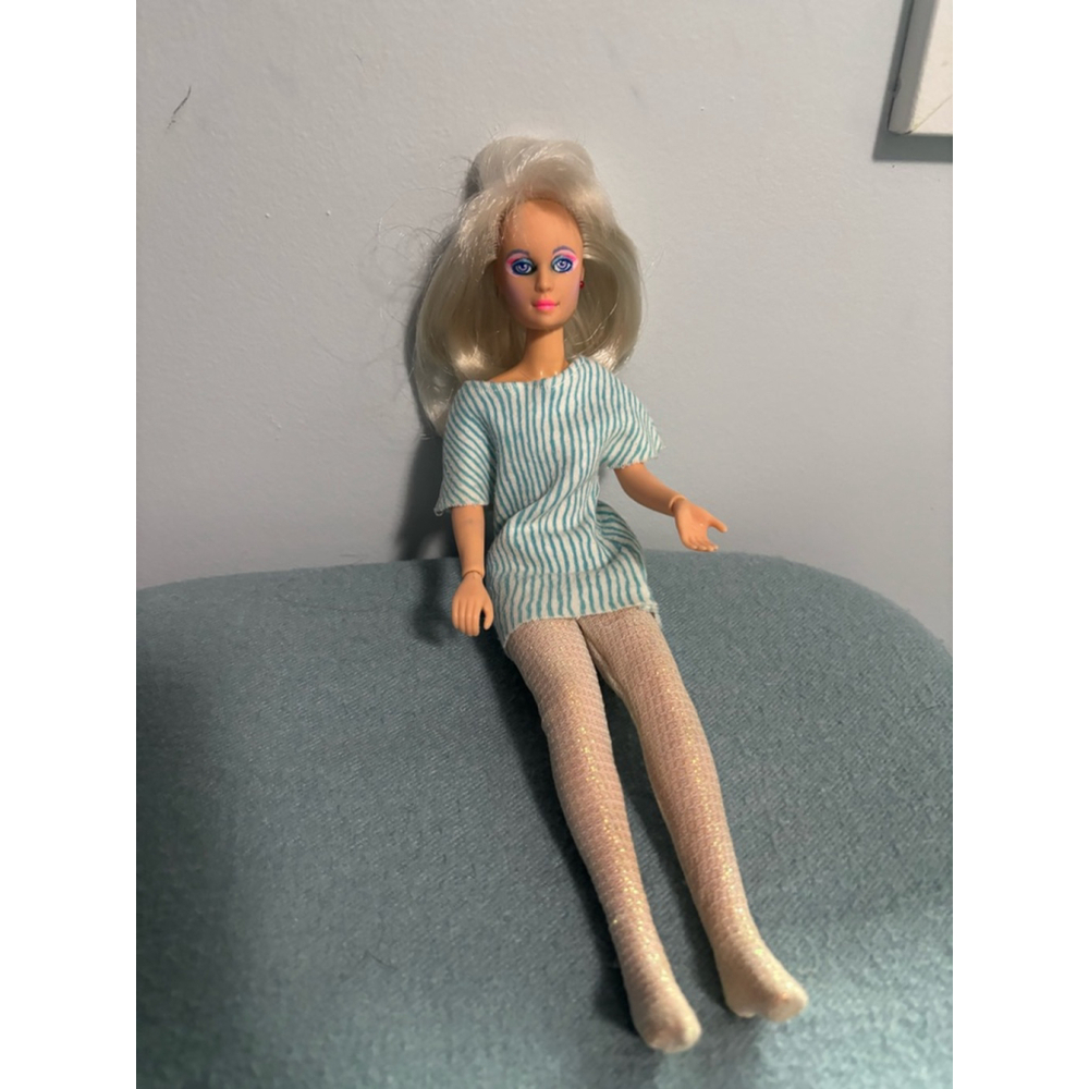 Vintage Jem and the Holograms Doll Blue Striped Dress 11.5"